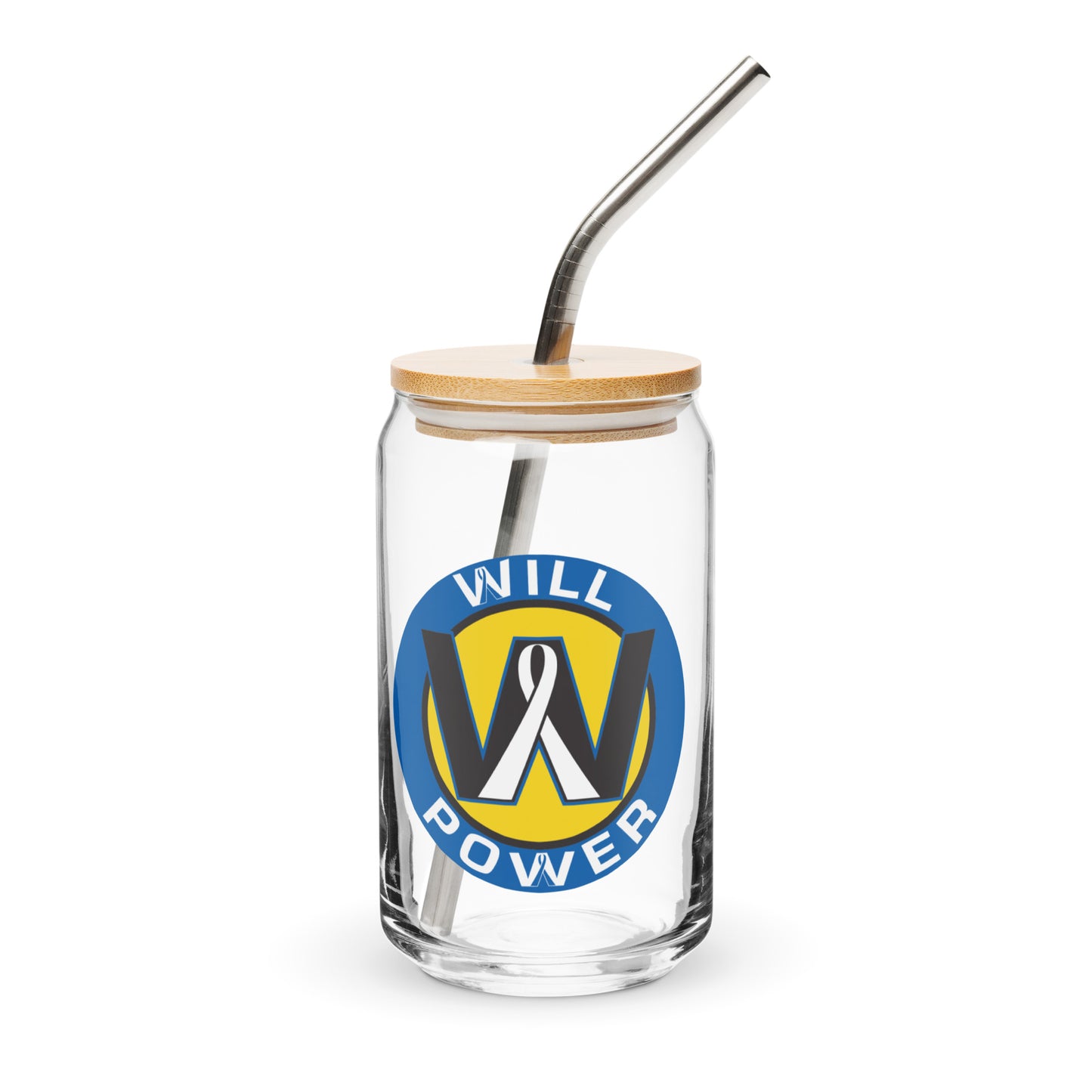 16 oz Glass with Straw & Lid