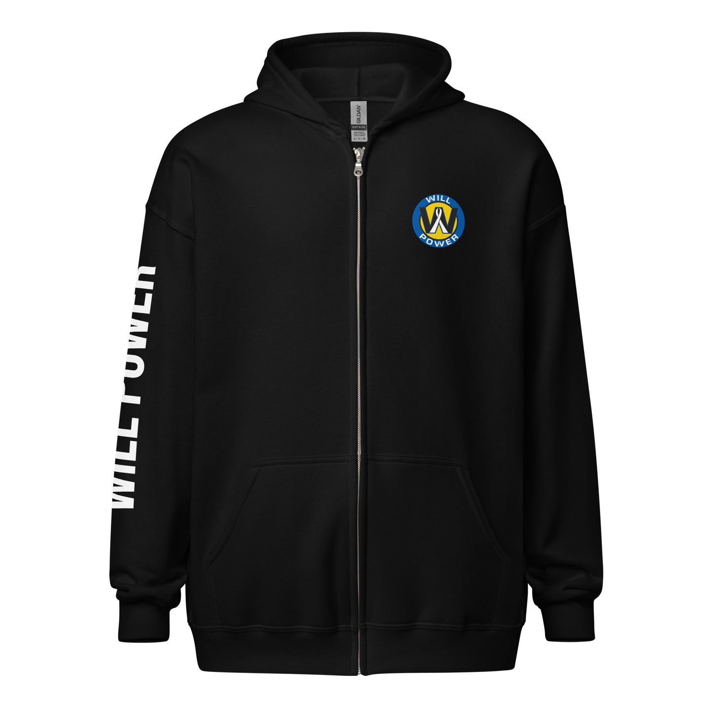 Unisex Zip Up- Small Will Power Logo
