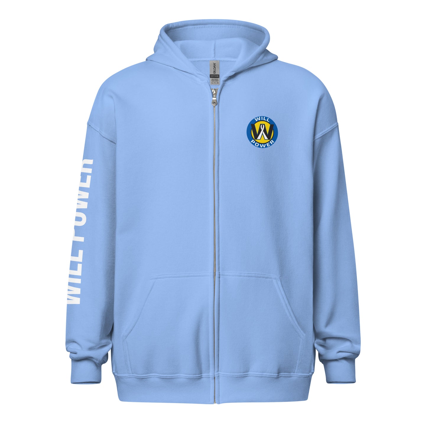 Unisex Zip Up- Small Will Power Logo