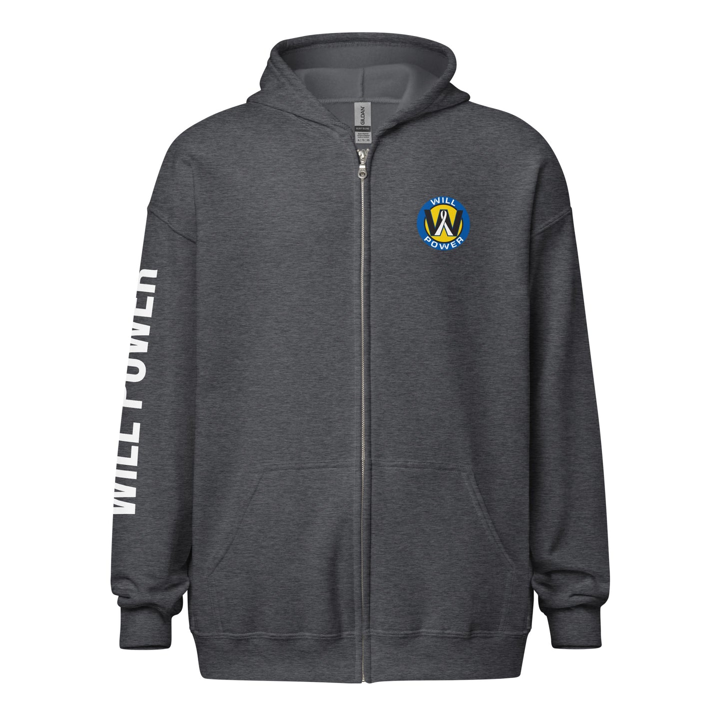Unisex Zip Up- Small Will Power Logo