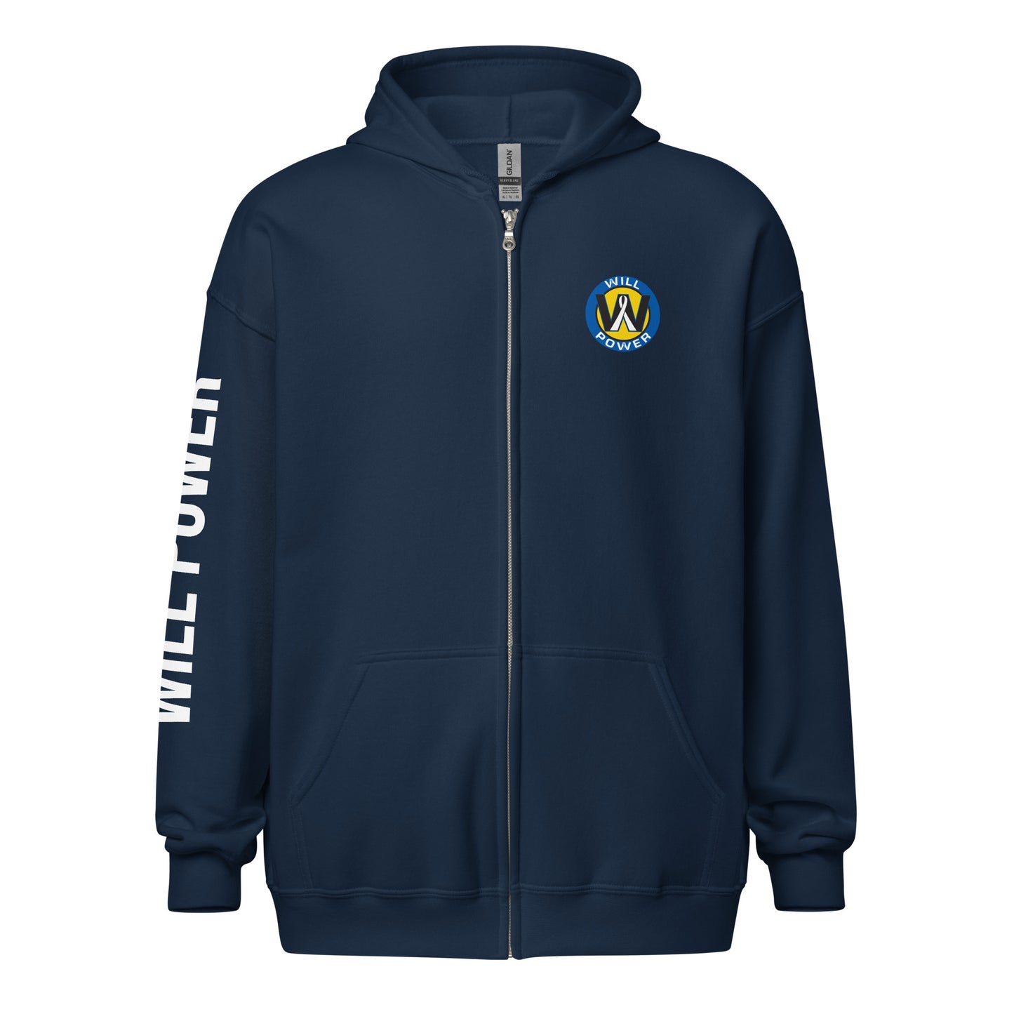 Unisex Zip Up- Small Will Power Logo