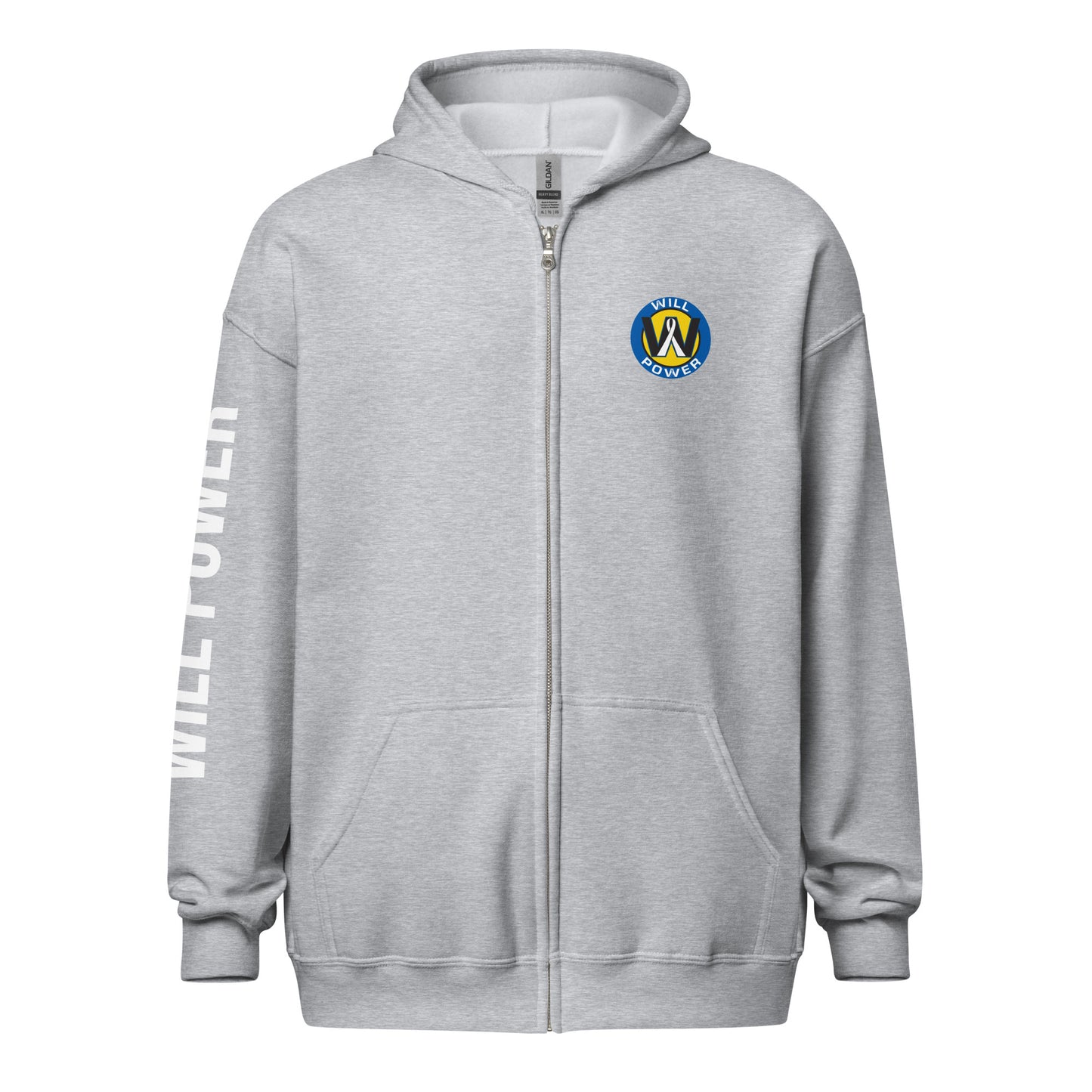 Unisex Zip Up- Small Will Power Logo