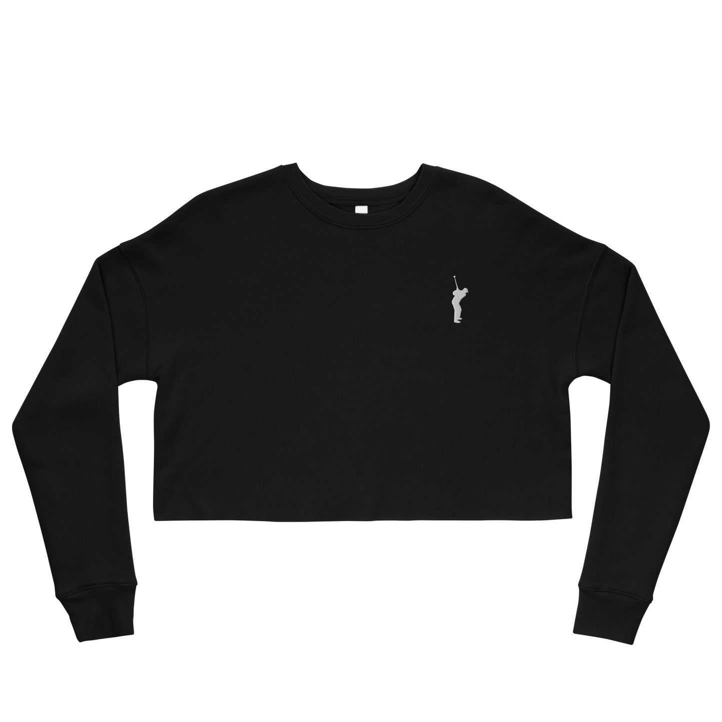 Crop Sweatshirt- White Embroidered Silhouette
