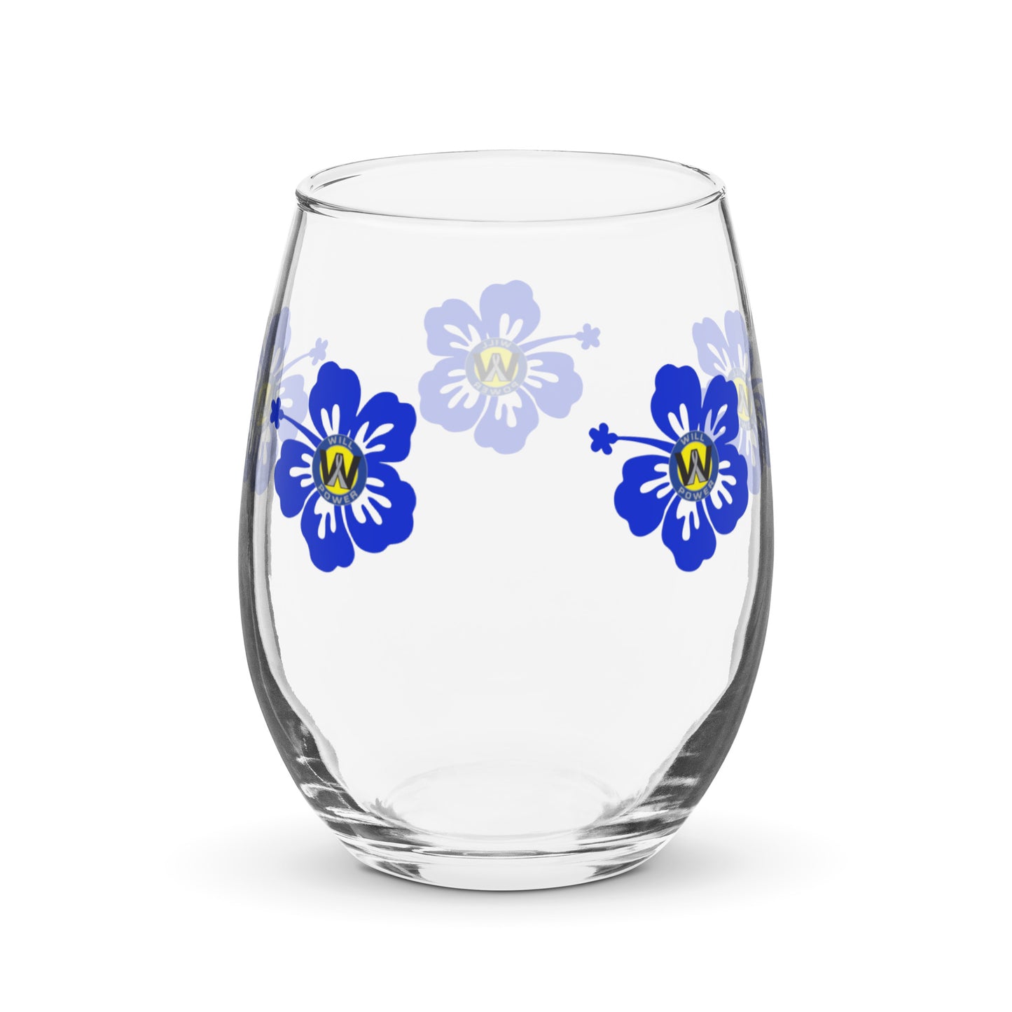 Stemless Wine Glass- Will Power Flower Logo