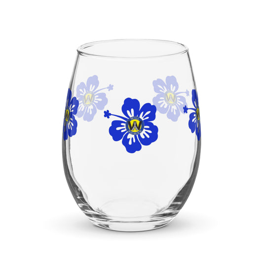 Stemless Wine Glass- Will Power Flower Logo