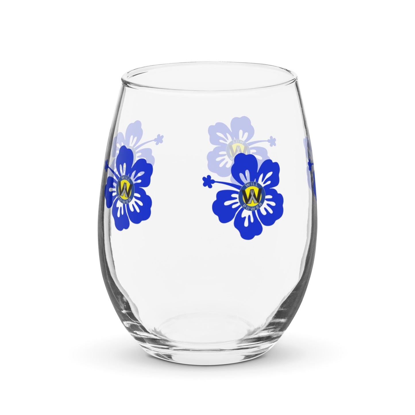 Stemless Wine Glass- Will Power Flower Logo