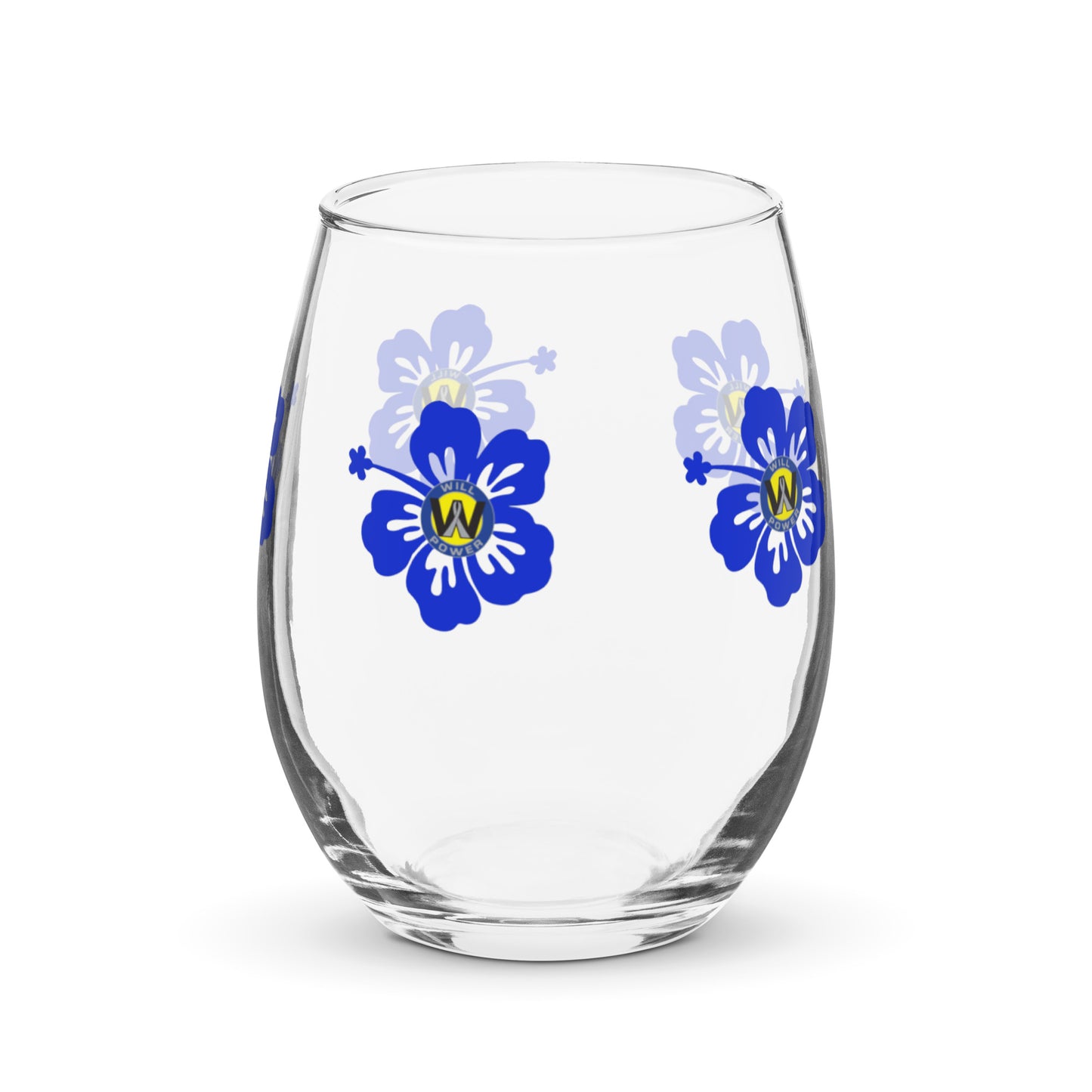 Stemless Wine Glass- Will Power Flower Logo